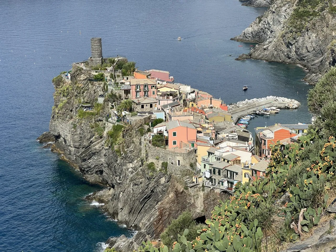 The colorful cliffside homes of Manarola at sunset
