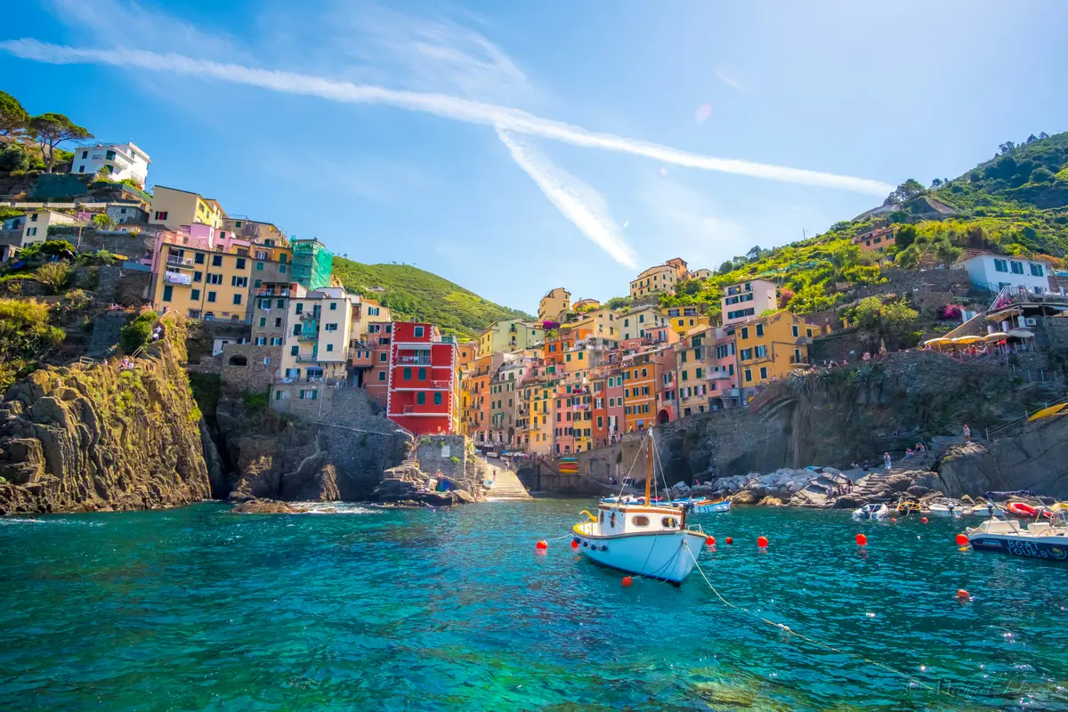 Aerial view of the Cinque Terre coastline