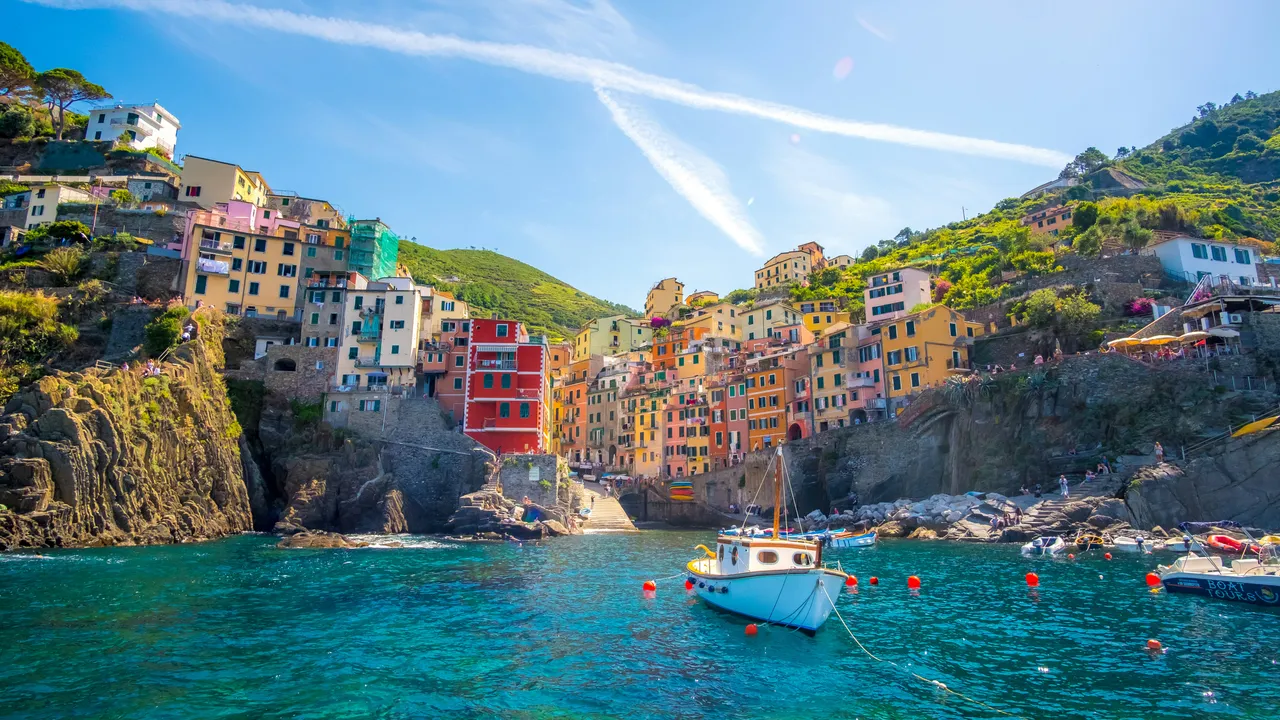 Aerial view of the Cinque Terre coastline