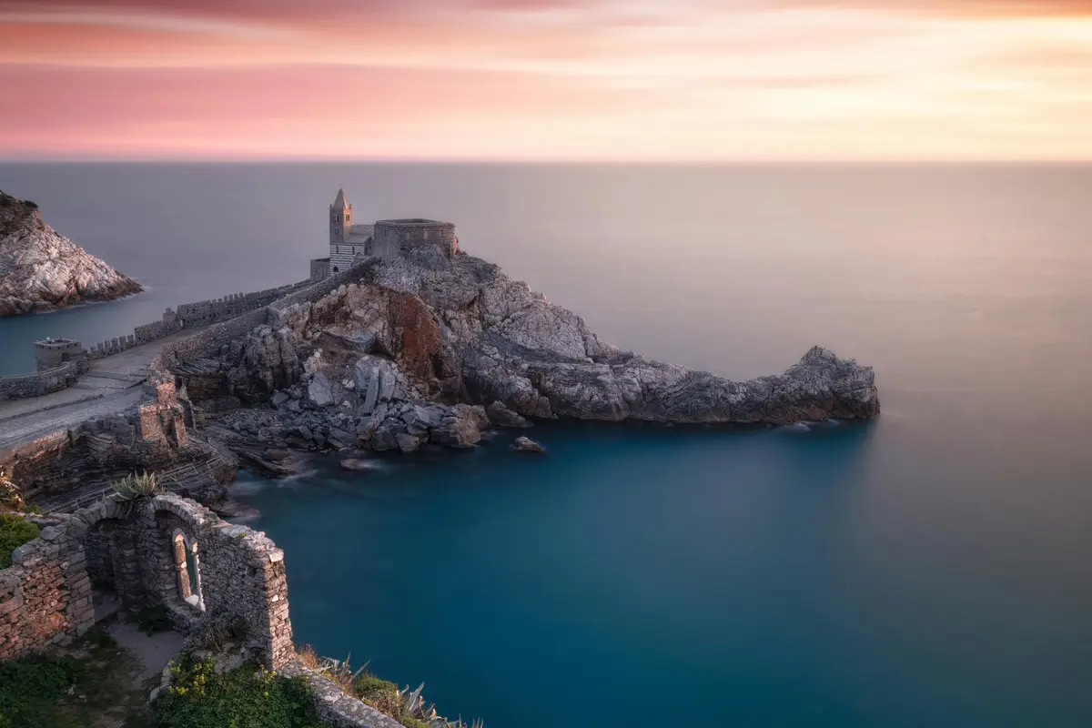 Gulf of Poets coastline with cliffs and sea