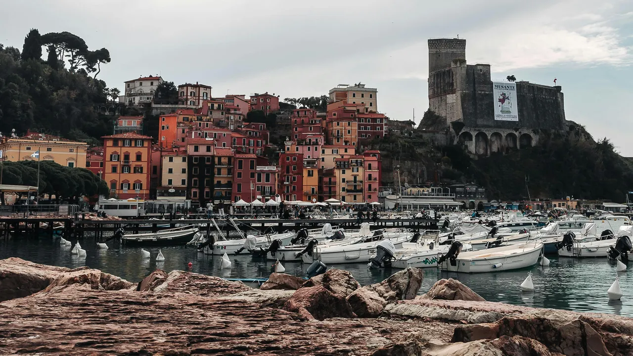 Lerici coastline with colorful buildings and clear waters